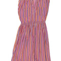 Vestido feminino vintage sem mangas linha A EU 40 médio listrado multicolorido