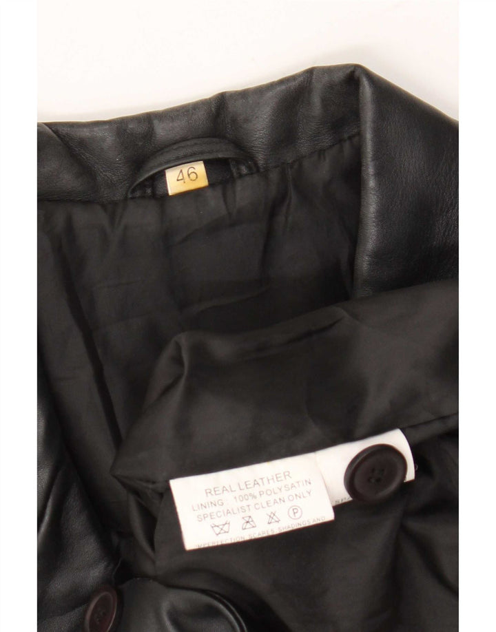 Jaqueta blazer feminina vintage de couro com 3 botões IT 46 grande preta