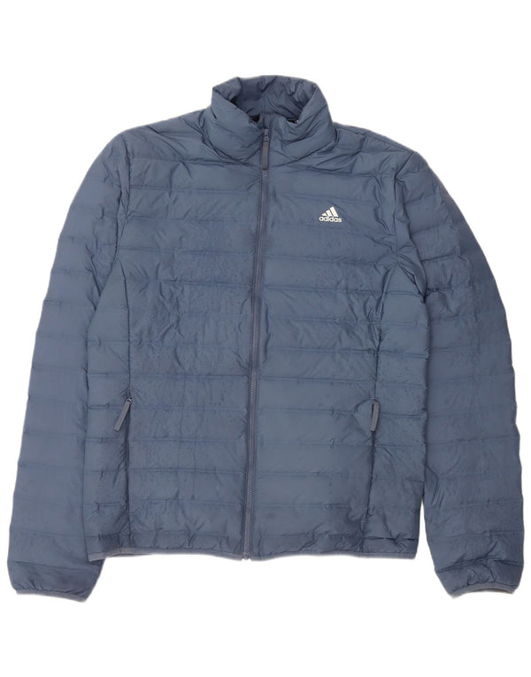 Jaqueta acolchoada feminina Adidas UK 16 grande poliéster azul