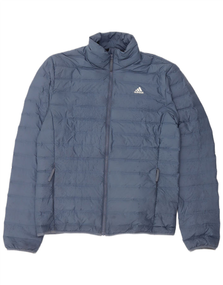 Jaqueta acolchoada feminina Adidas UK 16 grande poliéster azul