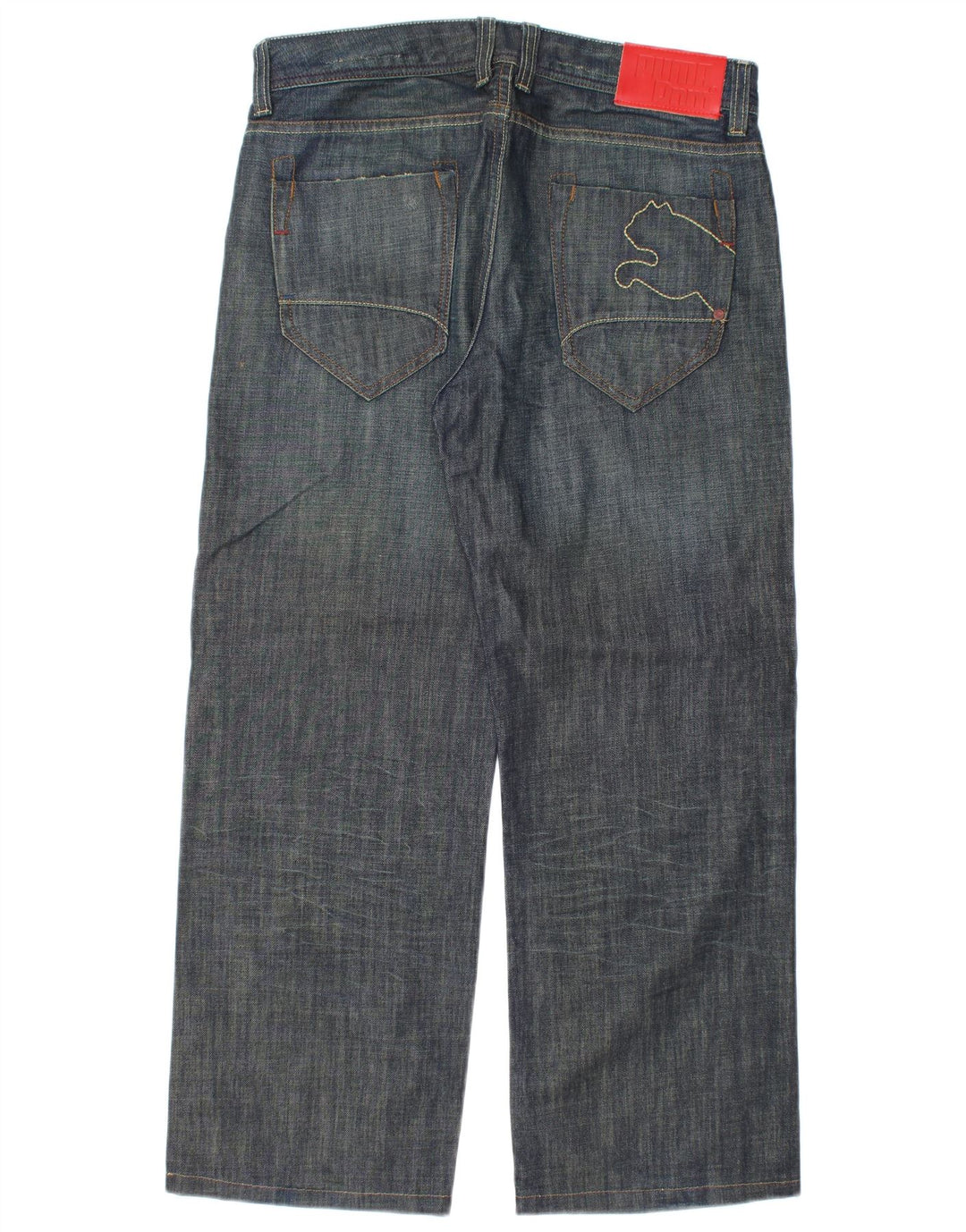 Puma Mens Straight Jeans W32 L28 Azul Marinho Algodão