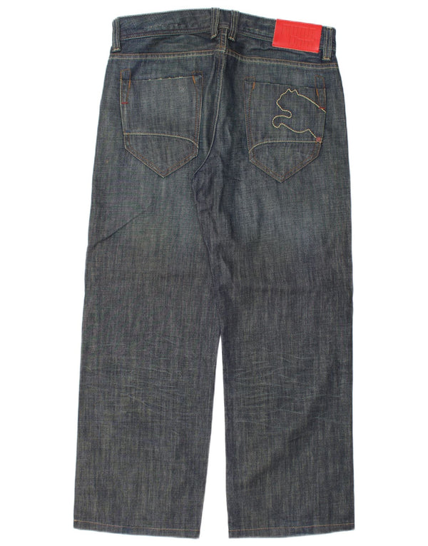 Puma Mens Straight Jeans W32 L28 Azul Marinho Algodão