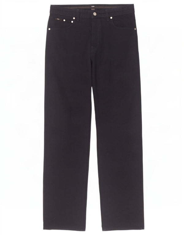 Calça casual reta masculina Hugo Boss W34 L34 algodão azul marinho