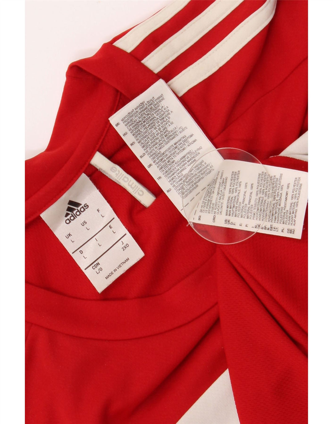 Adidas Mens Climalite Camiseta Top Grande Poliéster Colorblock Vermelho