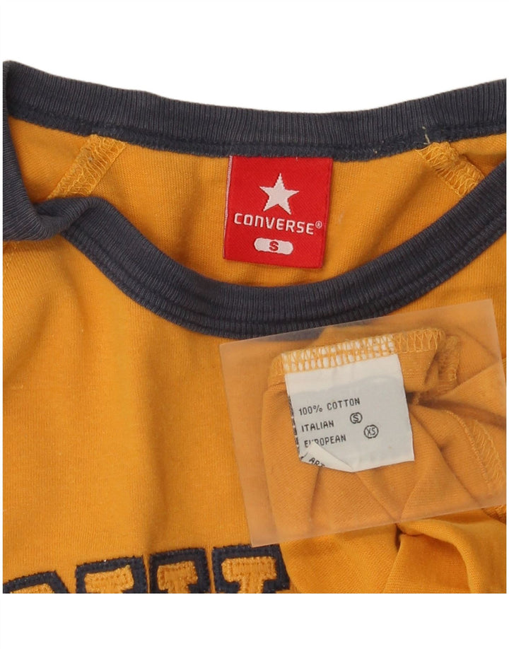 Converse Mens Graphic Top Manga Longa Pequeno Algodão Amarelo