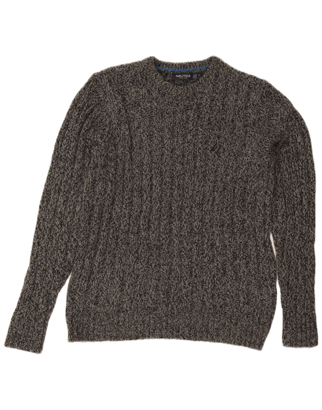 Suéter masculino NAUTICA com gola redonda e acrílico cinza médio