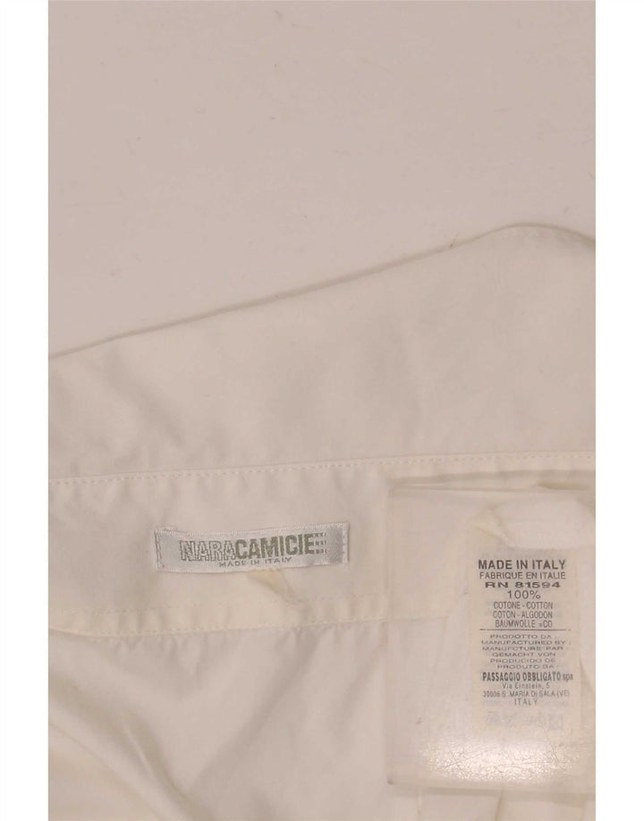 Blusa feminina Naracamicie cropped envoltório Reino Unido 14 algodão branco médio