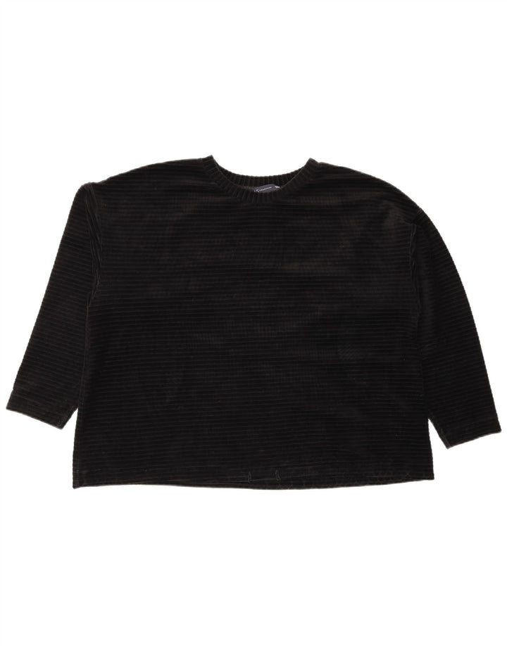 Suéter feminino de veludo Marks & Spencer Reino Unido 14 grande algodão preto