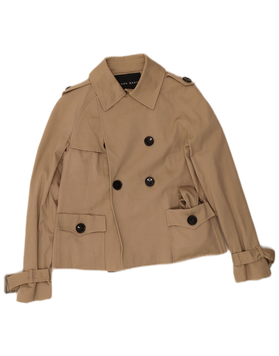 Zara Womens Short Trench Coat Reino Unido 14 Grande Bege