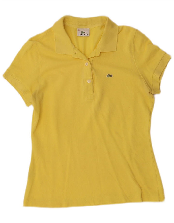 Camisa polo feminina Lacoste tamanho 38 algodão amarelo médio