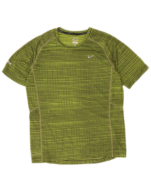 Camiseta feminina Nike Dri Fit Top UK 14 poliéster listrado verde médio