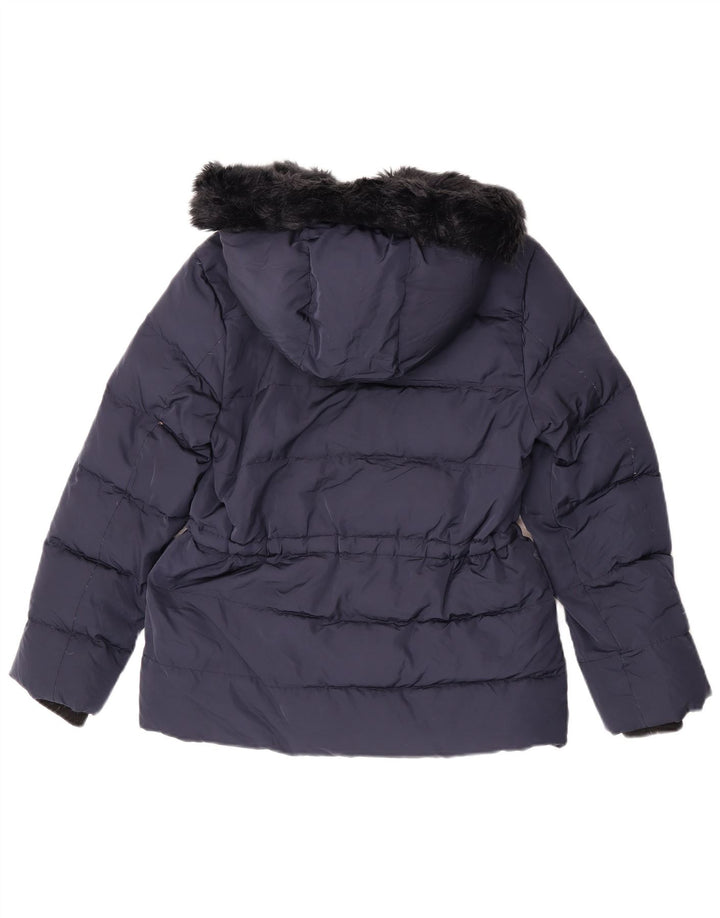 Casaco acolchoado com capuz para menina Zara 13-14 anos azul marinho poliéster