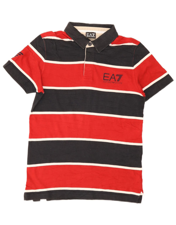 Camisa polo masculina de rugby gráfica Emporio Armani pequena listrada multicolorida