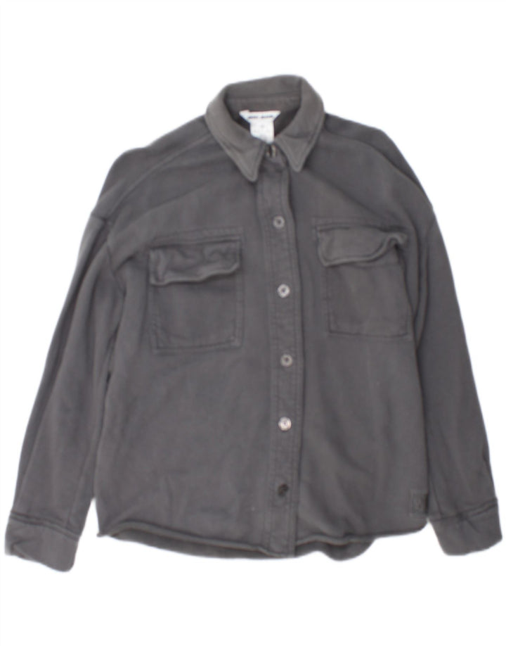 Camisa oversized feminina Dkny UK 2 2XS algodão cinza