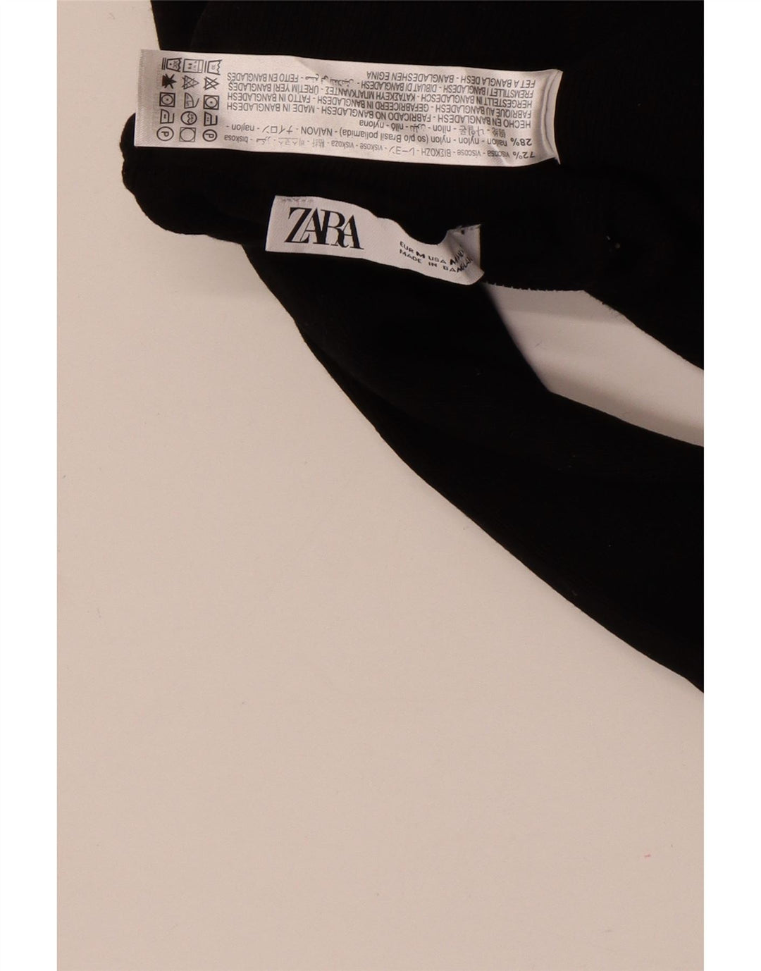 Zara Suéter feminino cropped com gola redonda Reino Unido 12 médio preto viscose