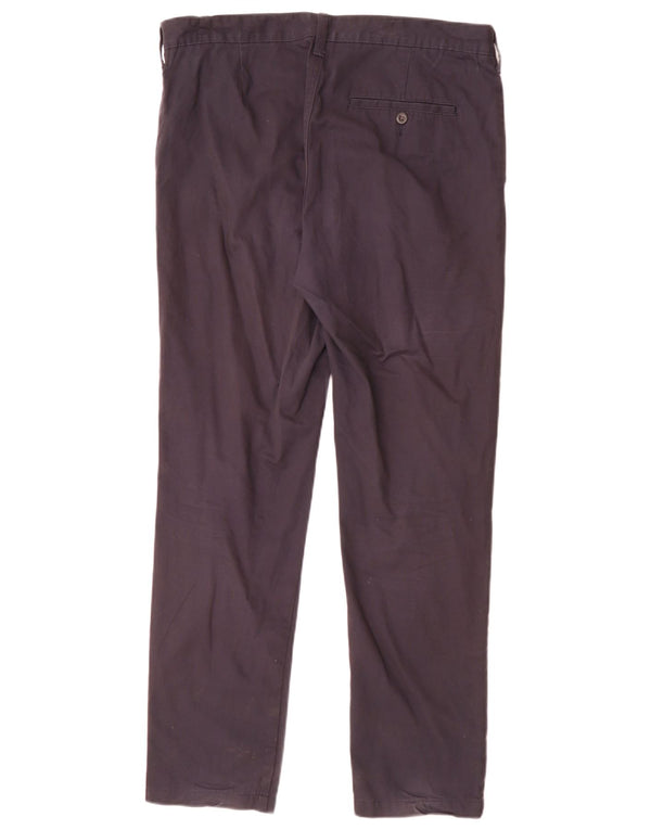 Calça chino masculina Marks & Spencer cônica W34 L29 algodão azul marinho