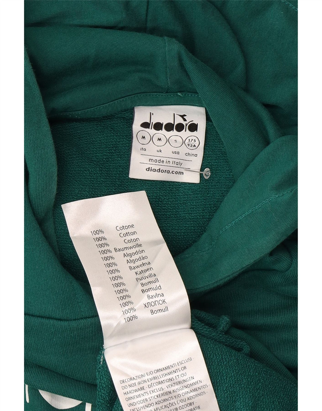 Diadora Mens Graphic Hoodie Jumper Médio Algodão Verde