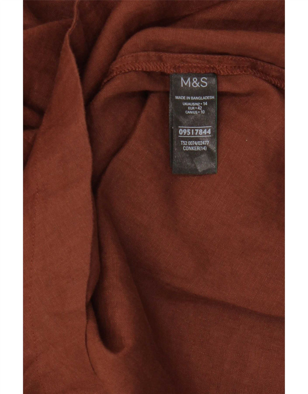 Túnica feminina Marks & Spencer Reino Unido 14 grande linho marrom