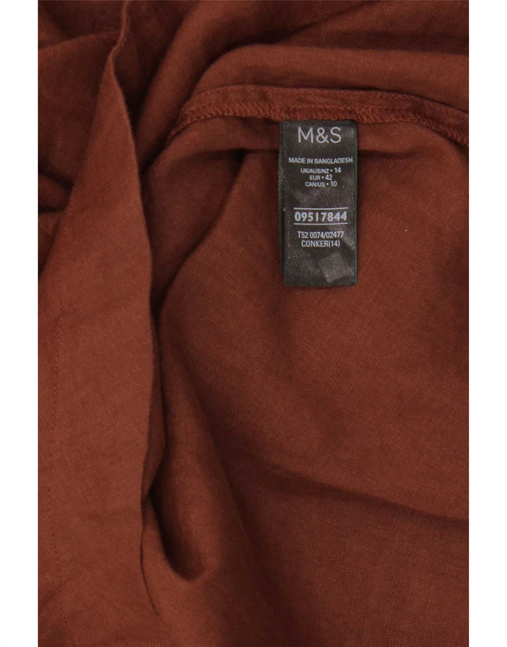 Túnica feminina Marks & Spencer Reino Unido 14 grande linho marrom