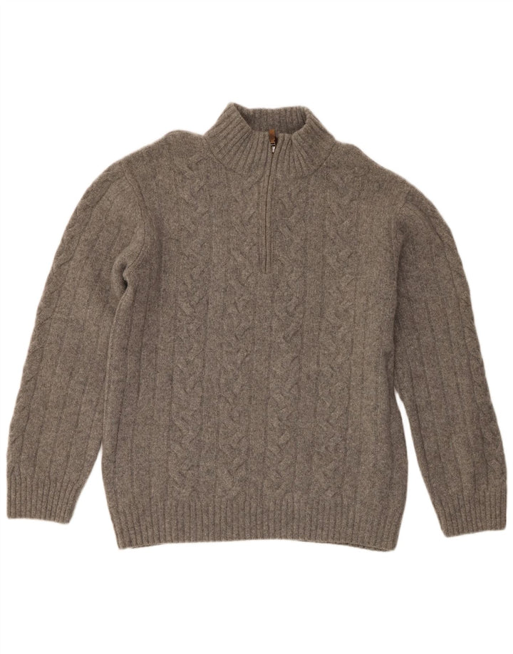 Suéter masculino Gant com zíper e gola 2XL lã Merino cinza