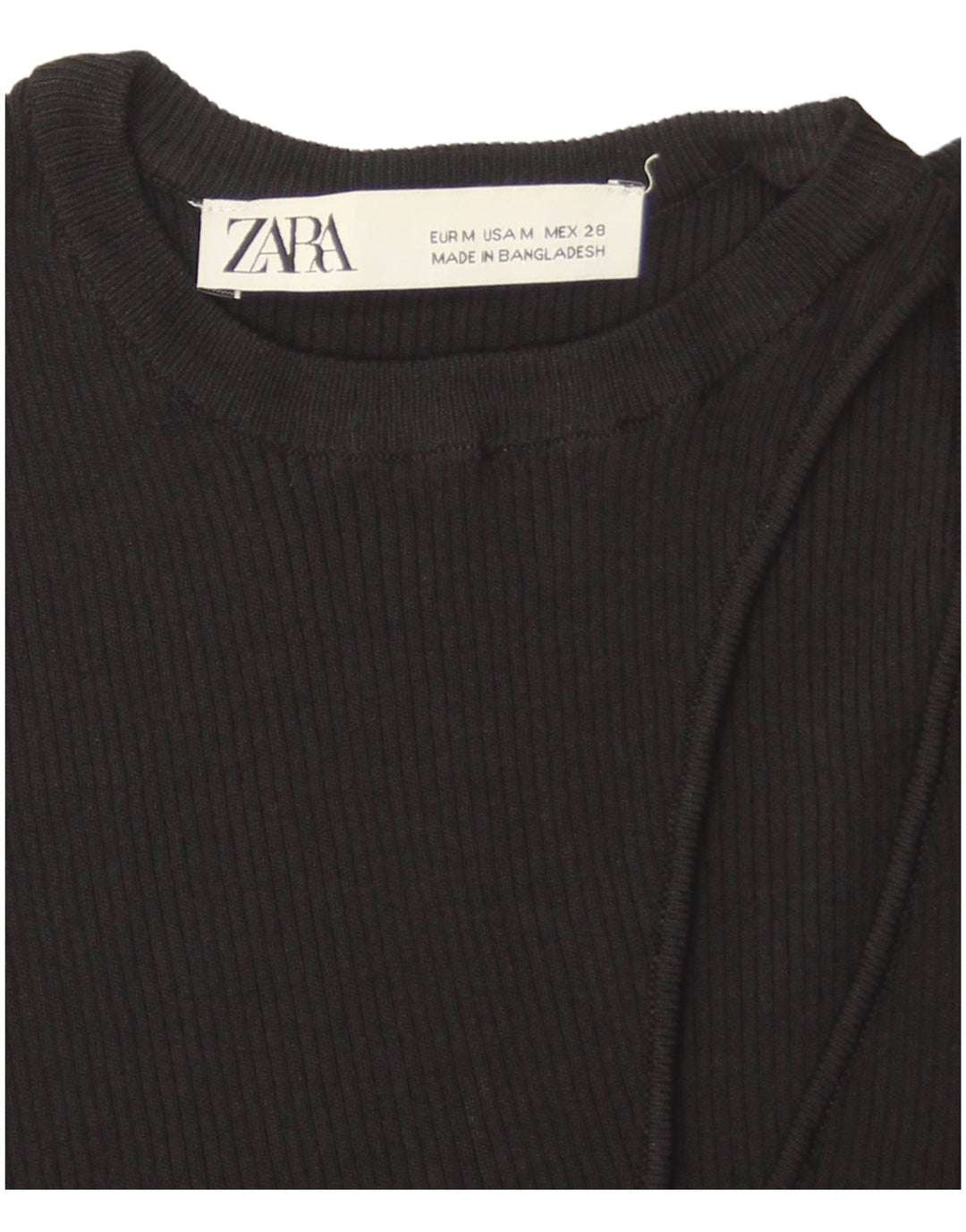 Zara Womens Crop Vest Top Reino Unido 12 Médio Preto