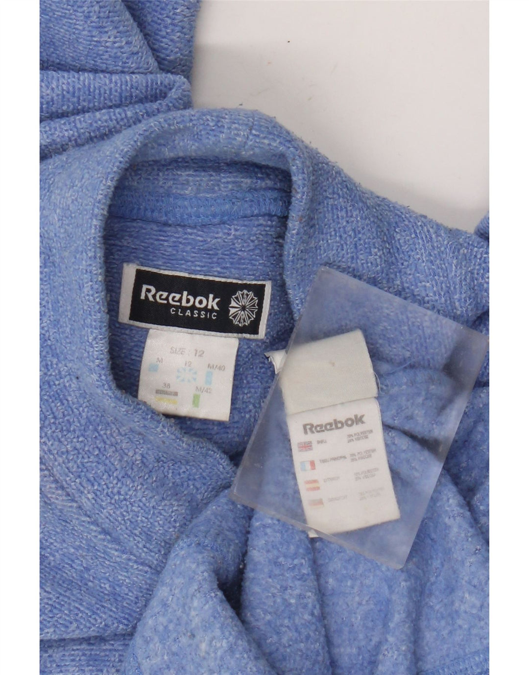 Reebok moletom feminino jumper UK 12 poliéster azul médio