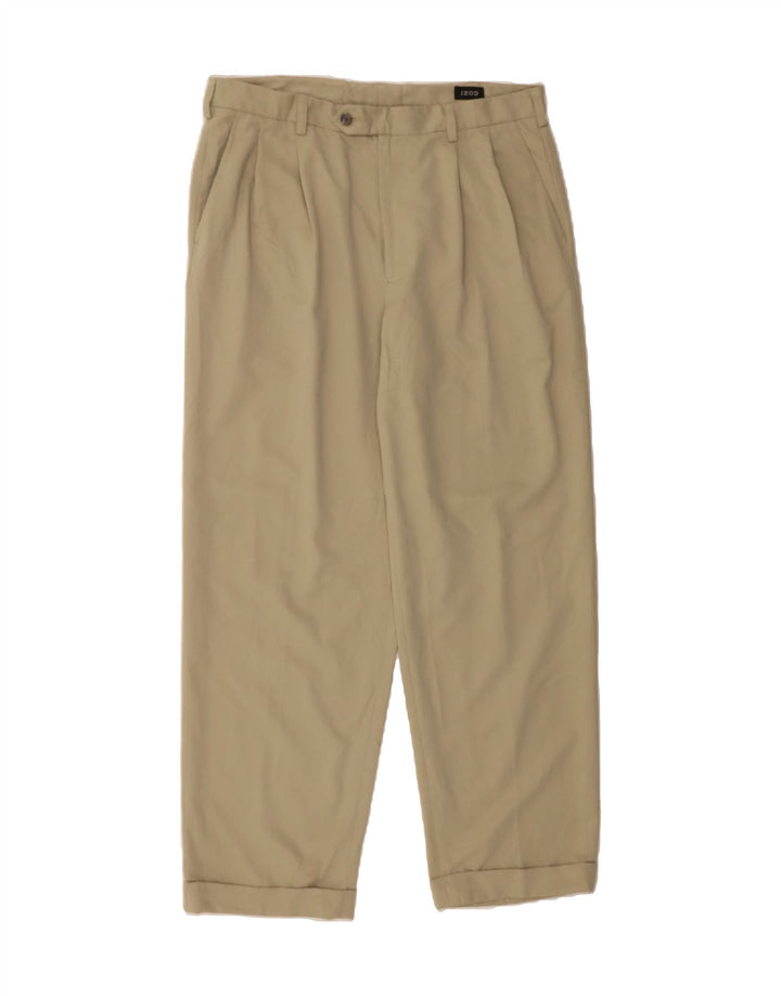 IZOD Mens Pegged Suit Trousers W36 L32 Beige Polyester Vintage Izod and Second-Hand Izod from Messina Hembry 