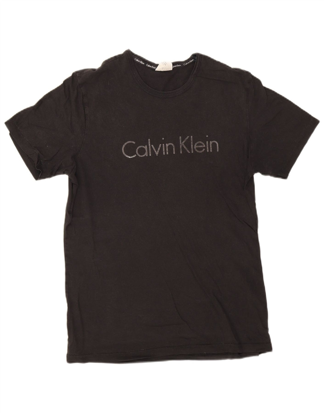 Calvin Klein Camiseta masculina gráfica Top médio algodão preto