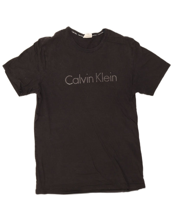 Calvin Klein Camiseta masculina gráfica Top médio algodão preto