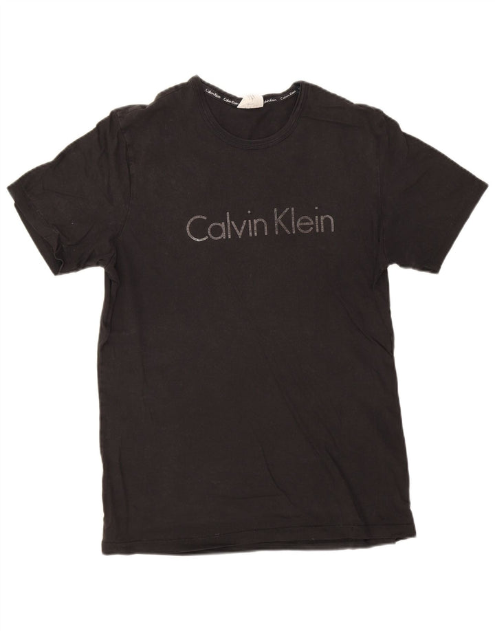 Calvin Klein Camiseta masculina gráfica Top médio algodão preto