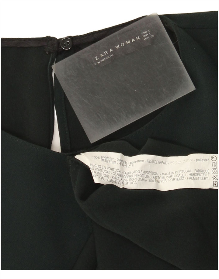 Blusa assimétrica feminina Zara Top UK 16 grande poliéster verde