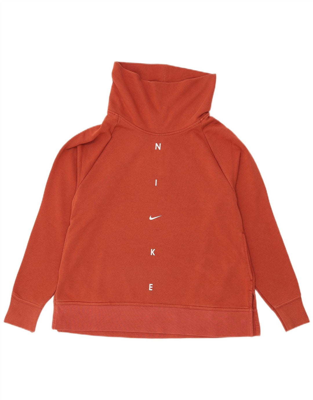 Moletom feminino Nike com gola redonda e gola redonda, 10 algodão laranja pequeno