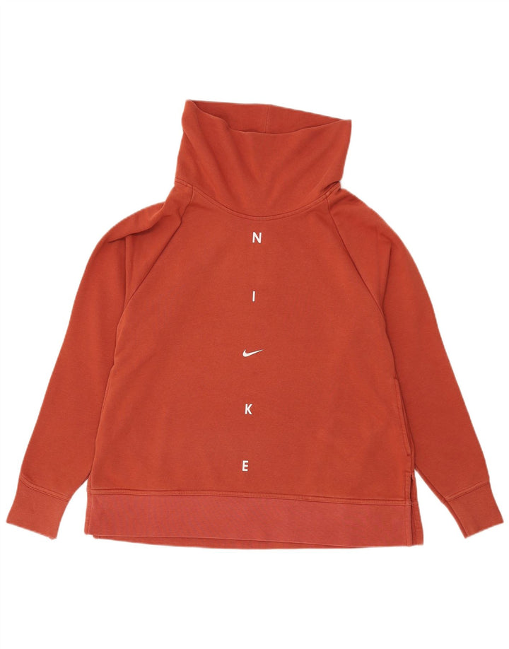 Moletom feminino Nike com gola redonda e gola redonda, 10 algodão laranja pequeno