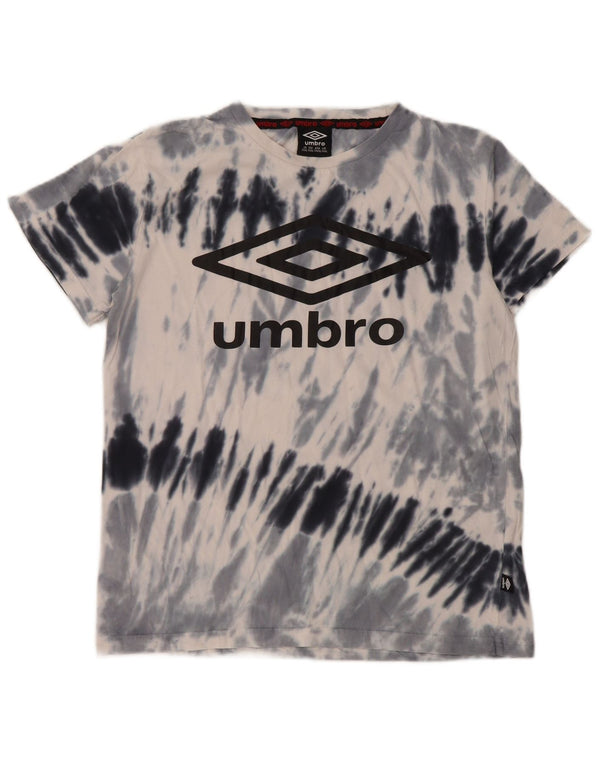 Camiseta gráfica UMBRO Boys 15-16 anos 2XL cinza tie-dye algodão