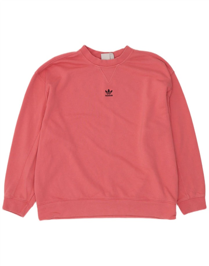 ADIDAS Womens Oversized Sweatshirt Jumper UK 10 Pequeno Algodão Rosa