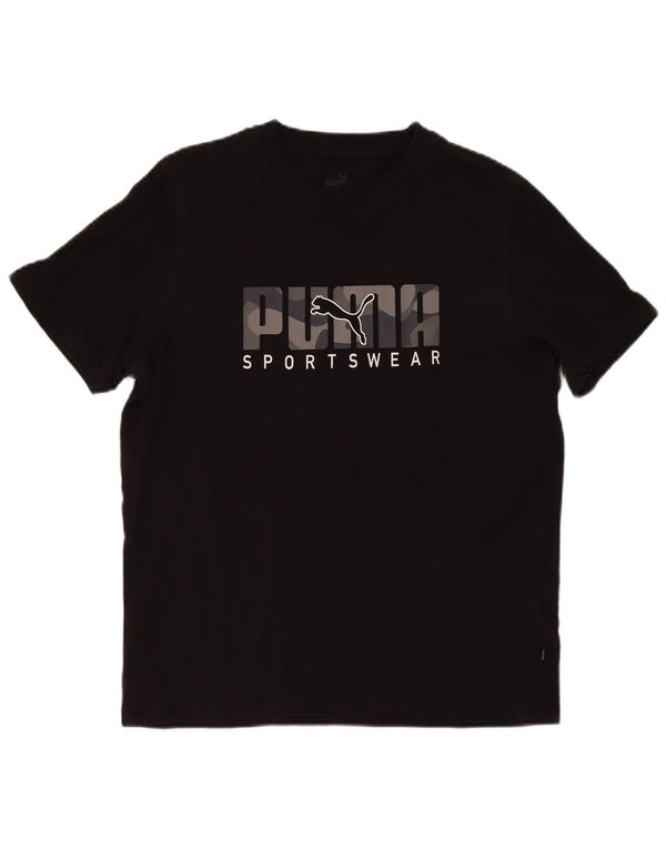 Puma Mens Graphic T-Shirt Top Médio Algodão Preto
