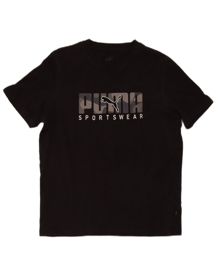 Puma Mens Graphic T-Shirt Top Médio Algodão Preto
