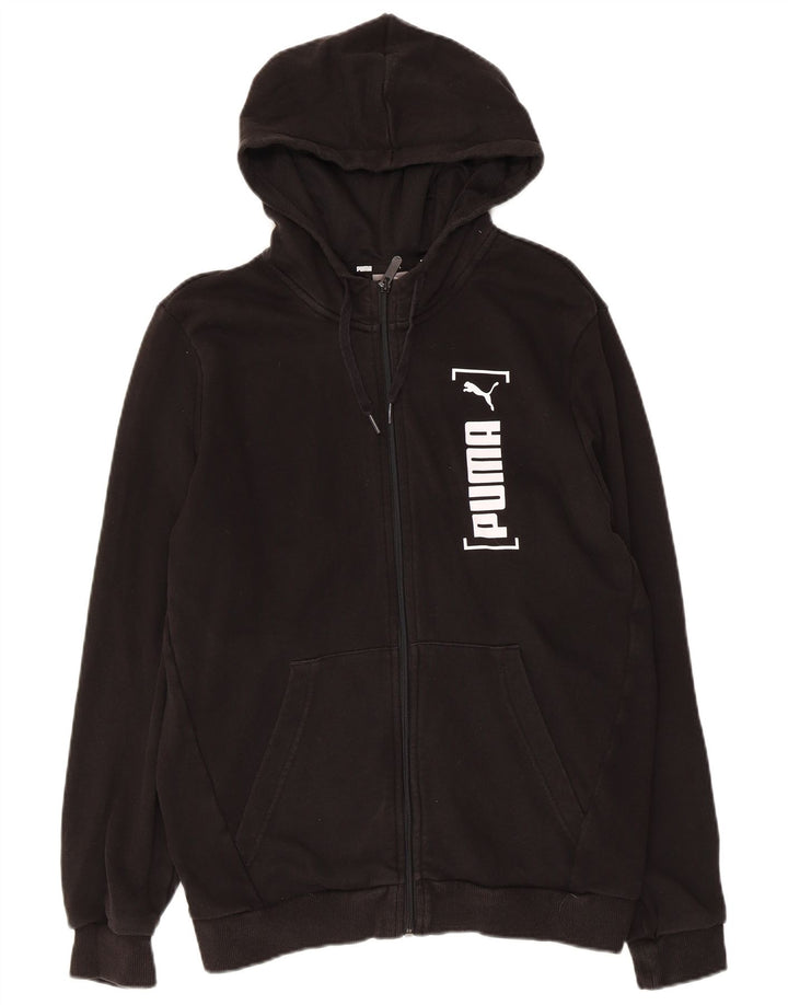 Suéter masculino Puma Graphic Zip com capuz médio algodão preto