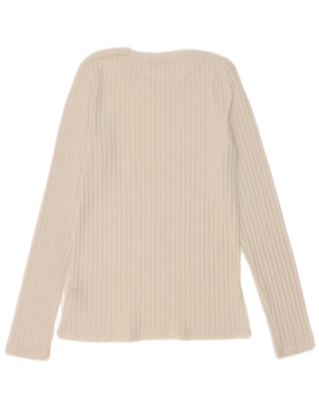 Top feminino Zara manga comprida UK 12 poliéster branco médio