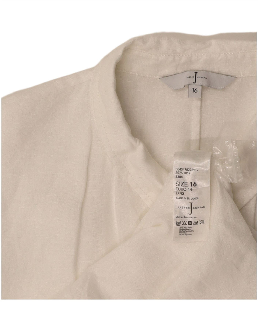Blusa feminina JASPER CONRAN manga curta longline Reino Unido 16 grande branca