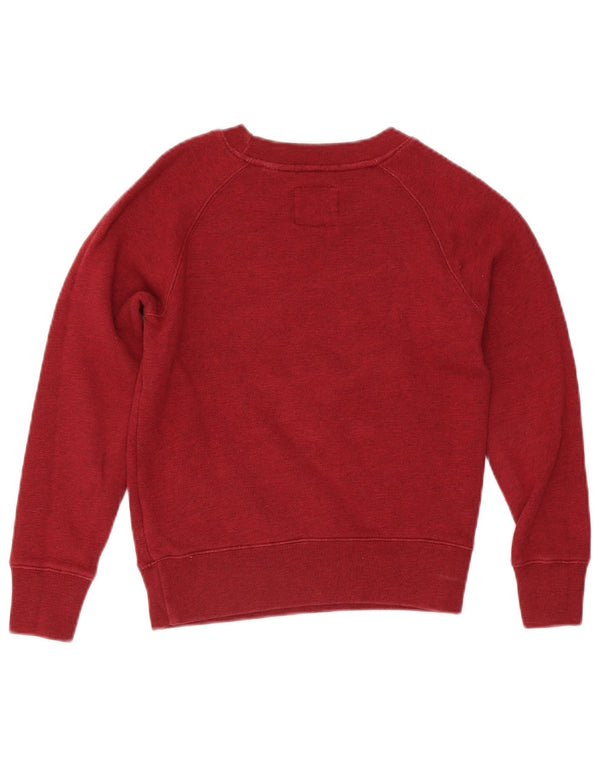 Jack Wills Womens Crop Sweatshirt Jumper UK 8 Small Burgundy Cotton