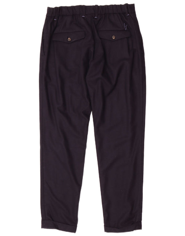 Calça casual masculina cônica escolhida a dedo W36 L32 lã azul marinho