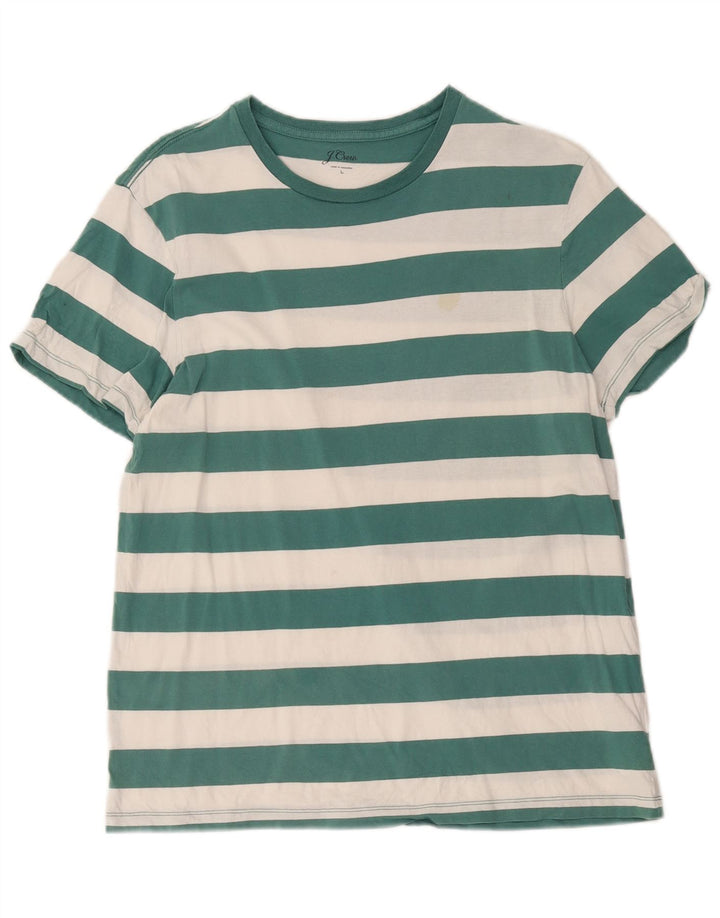 Camiseta masculina J. Crew Top grande de algodão listrado verde