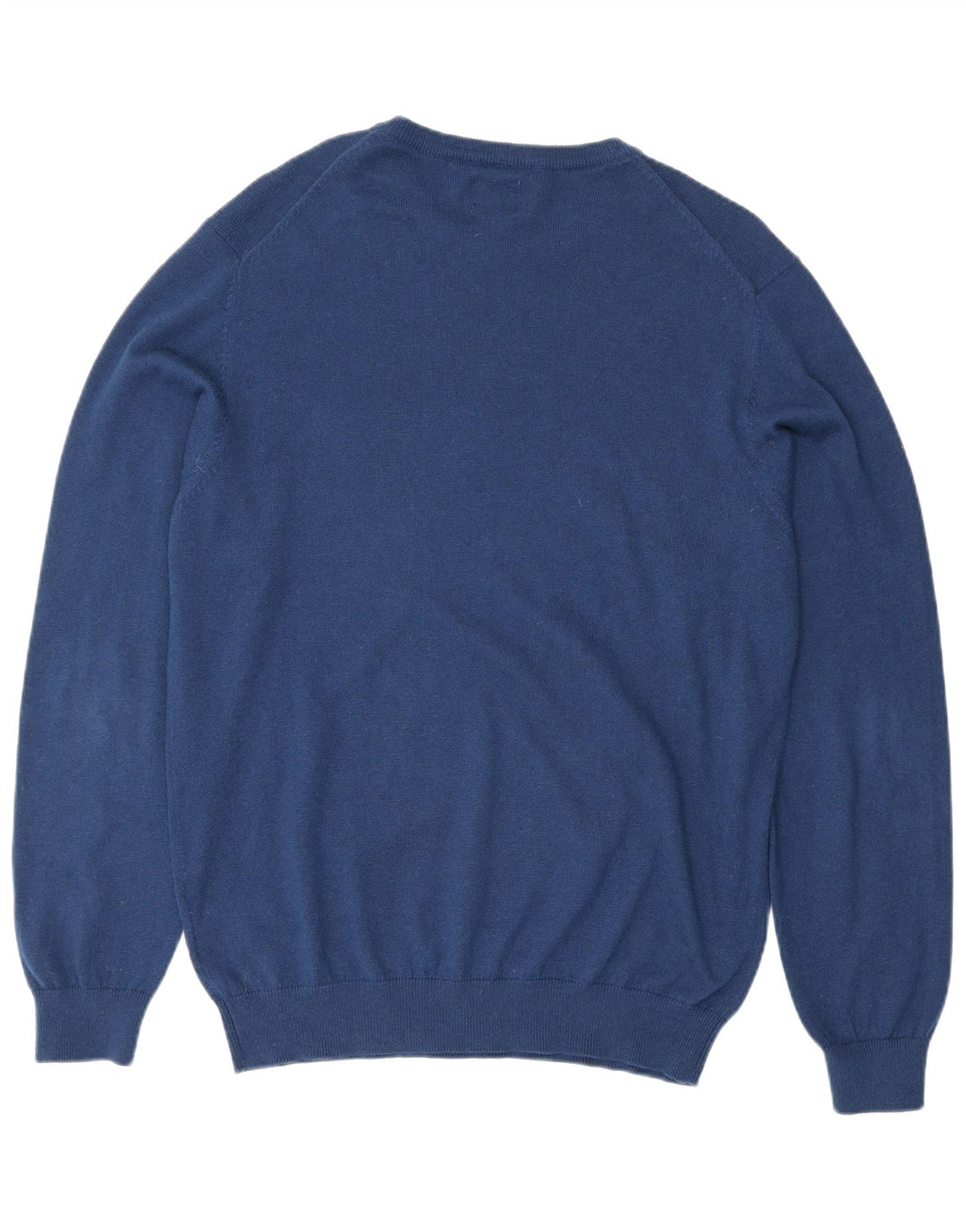 Suéter vintage masculino com gola redonda, grande algodão azul