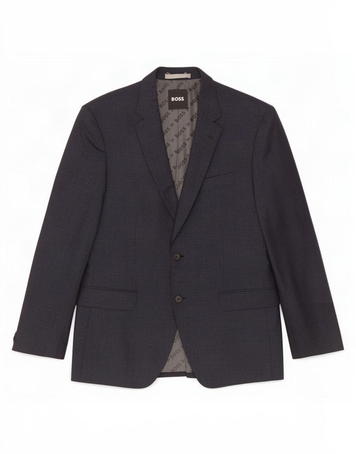 Jaqueta Blazer Masculina Hugo Boss com 2 Botões Reino Unido 52 XL Lã Azul Marinho