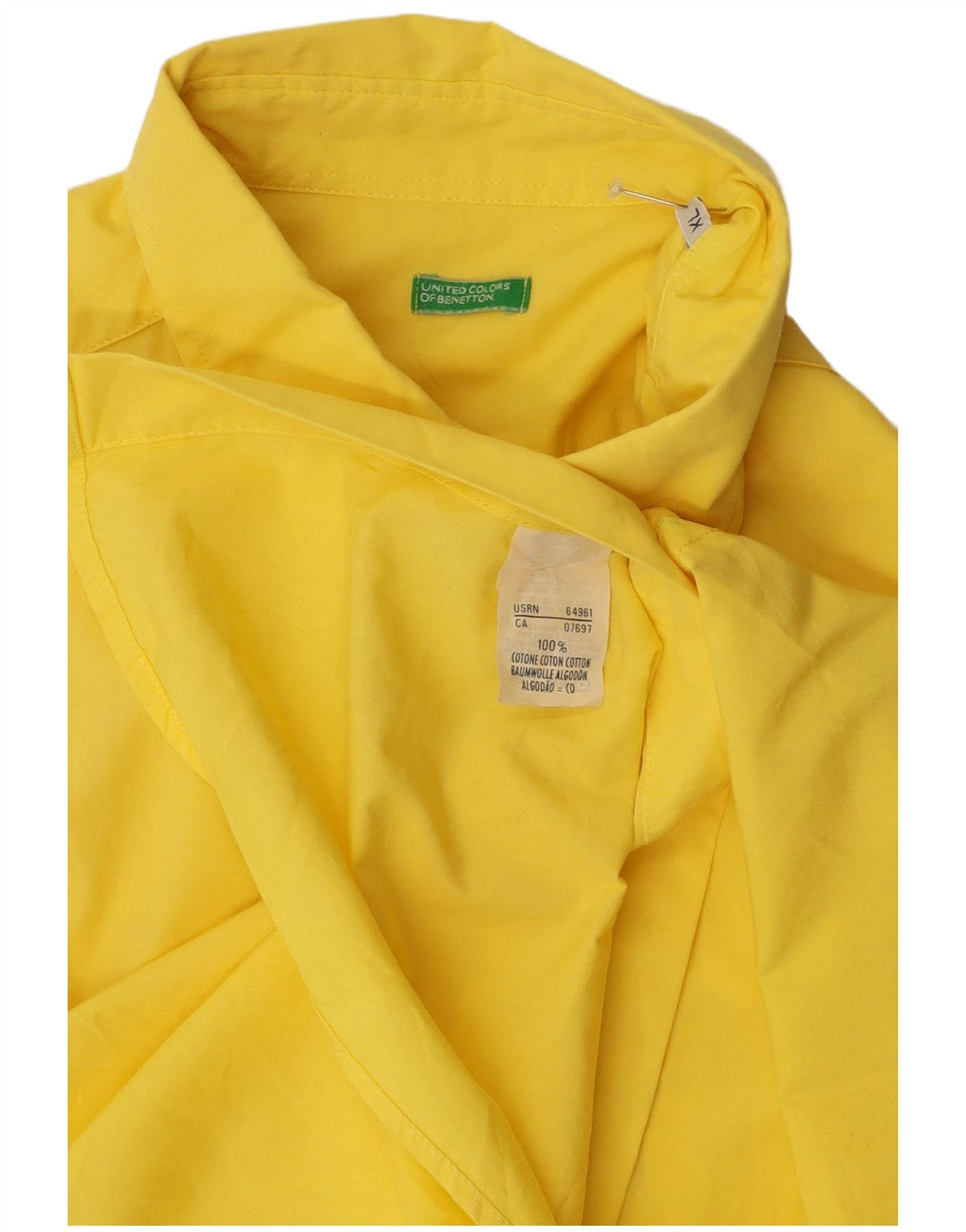 Camisa masculina de manga curta BENETTON XL amarelo algodão
