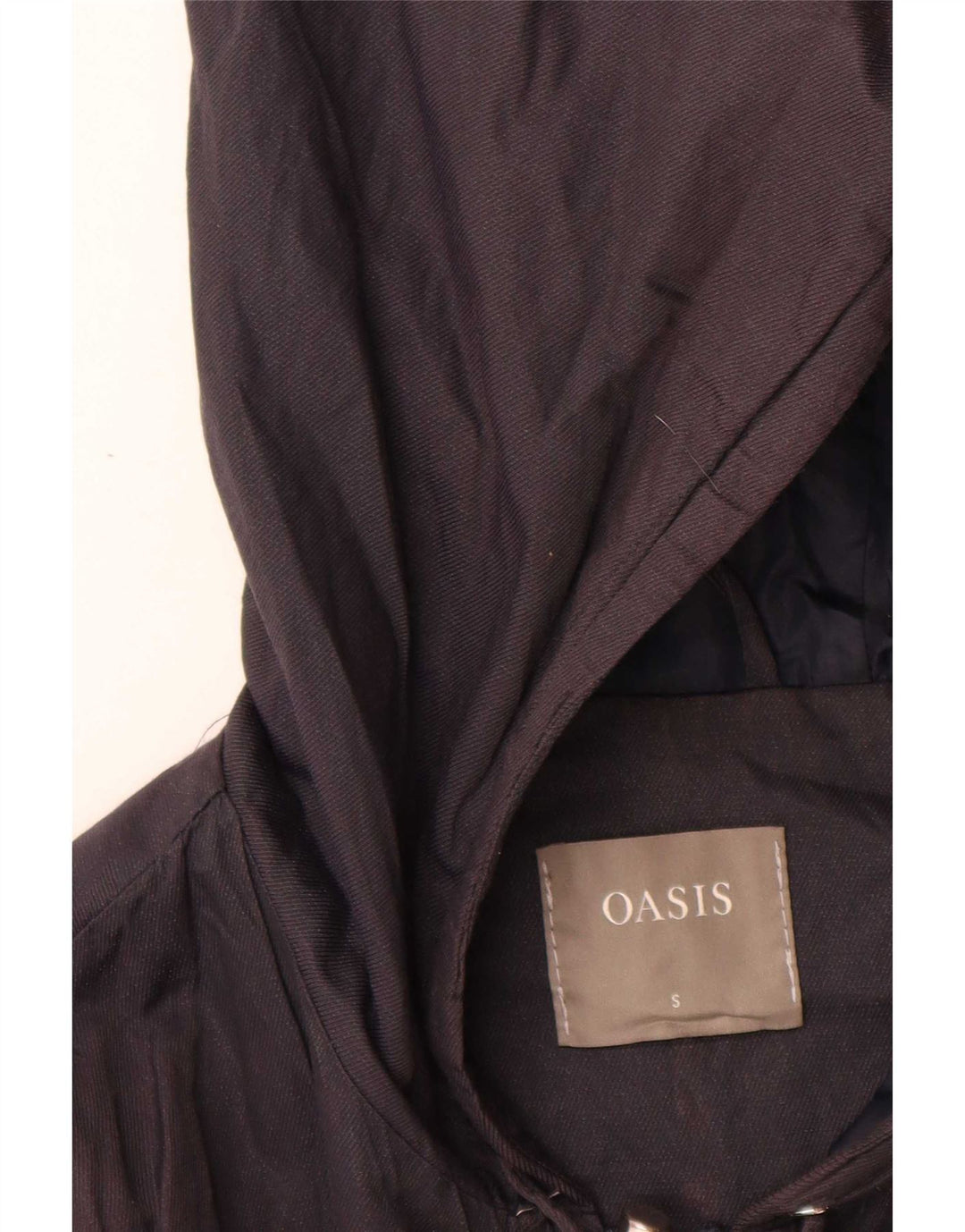 Jaqueta Parka feminina Oasis com capuz grande Reino Unido 10 algodão azul marinho pequeno