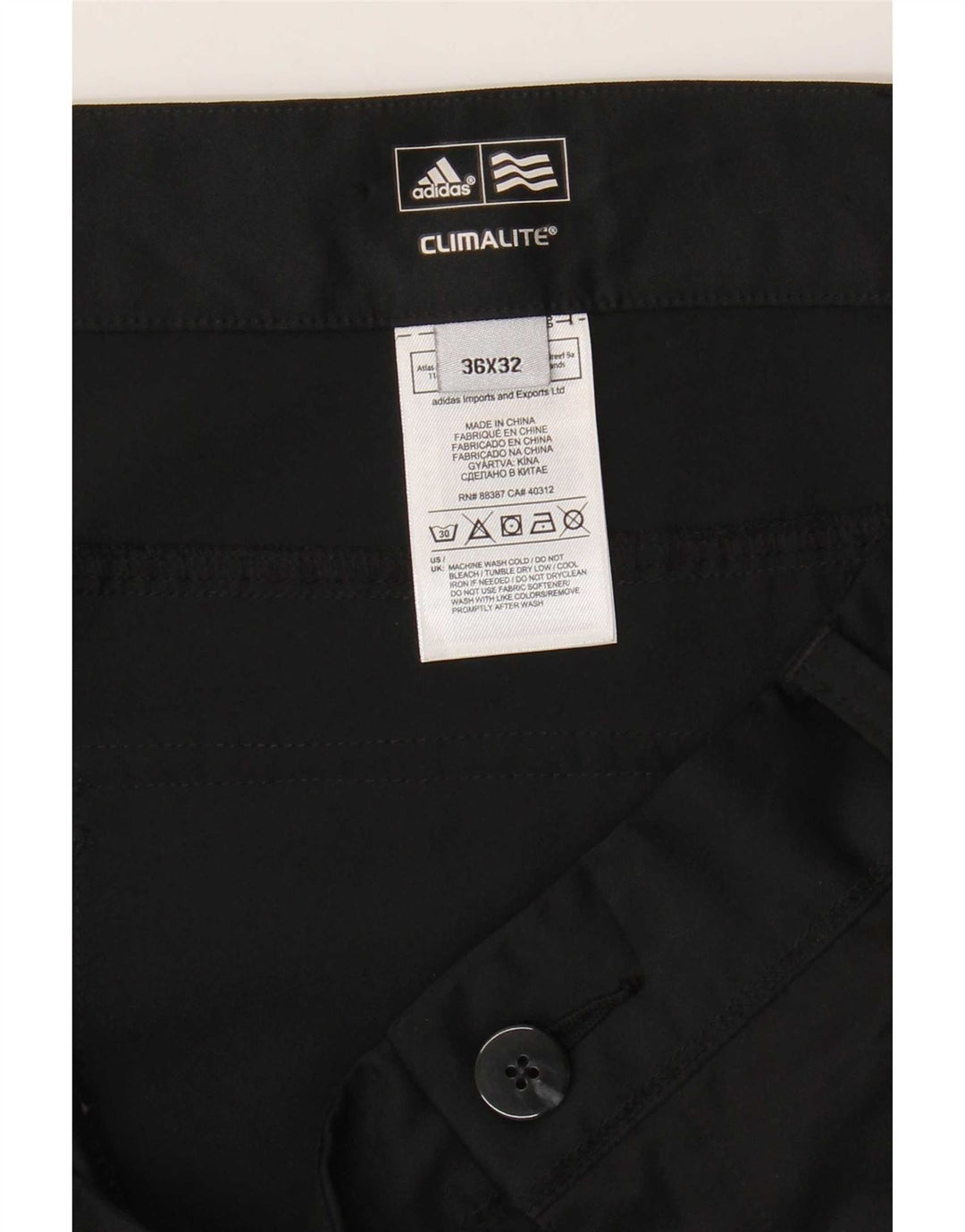 Adidas Mens Climalite Straight Chino Calças W36 L32 Poliéster Preto