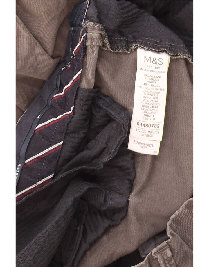 Calça chino reta masculina Marks & Spencer Blue Harbor W40 L29 cinza