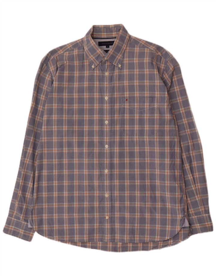 Camisa masculina Tommy Hilfiger grande algodão azul